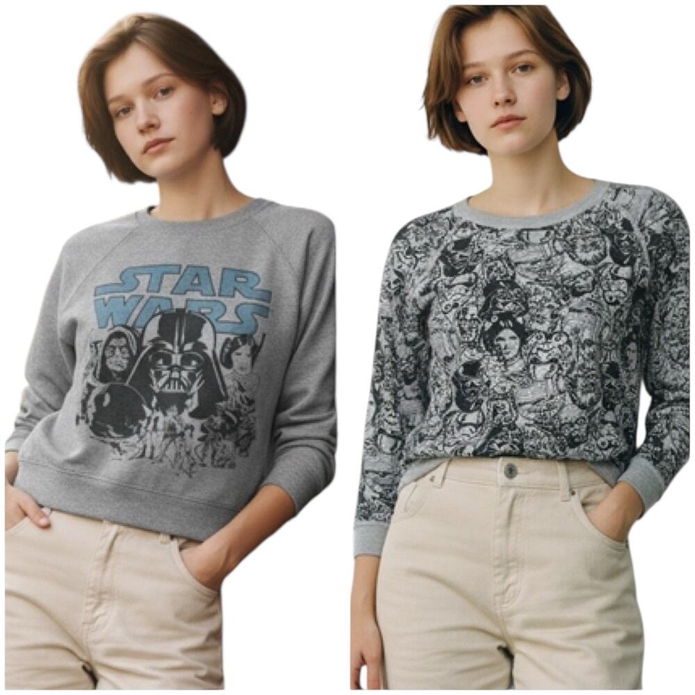 Star Wars Reversible Crewneck Sweatshirt Medium Double Sided Graphic Top